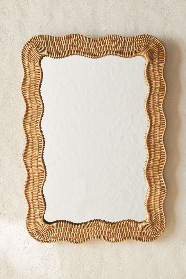 Linden Scalloped Handmade Rattan Wall Mirror #3
