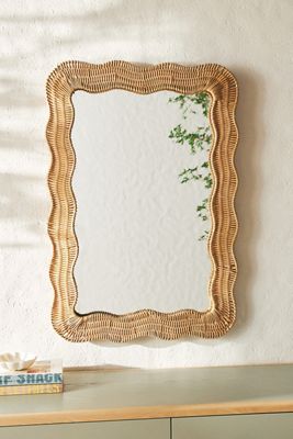 Linden Scalloped Handmade Rattan Wall Mirror