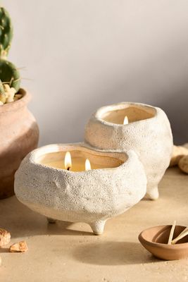 Textured Ceramic Candle, Desert Rose + Cashmere Drift