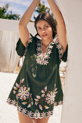 anthropologie embroidered tunic mini dress Embroidered Mini Dress