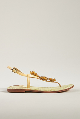Sam Edelman Gigi Flora Leather Sandal In Yellow