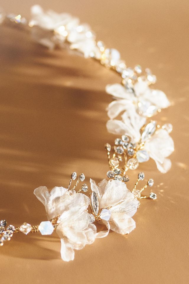 Twigs & Honey Dreamy Crystal Burst and Silk Blossom Bridal Crown #1
