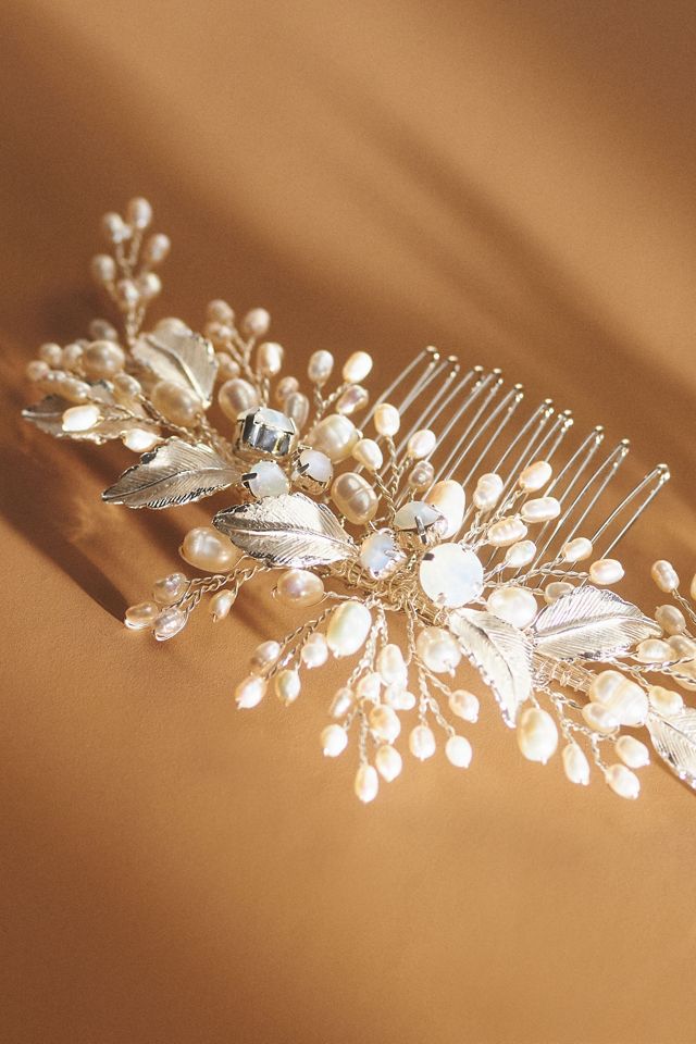 Twigs & Honey Freshwater Handmade Pearl and Opal Hair Comb #1