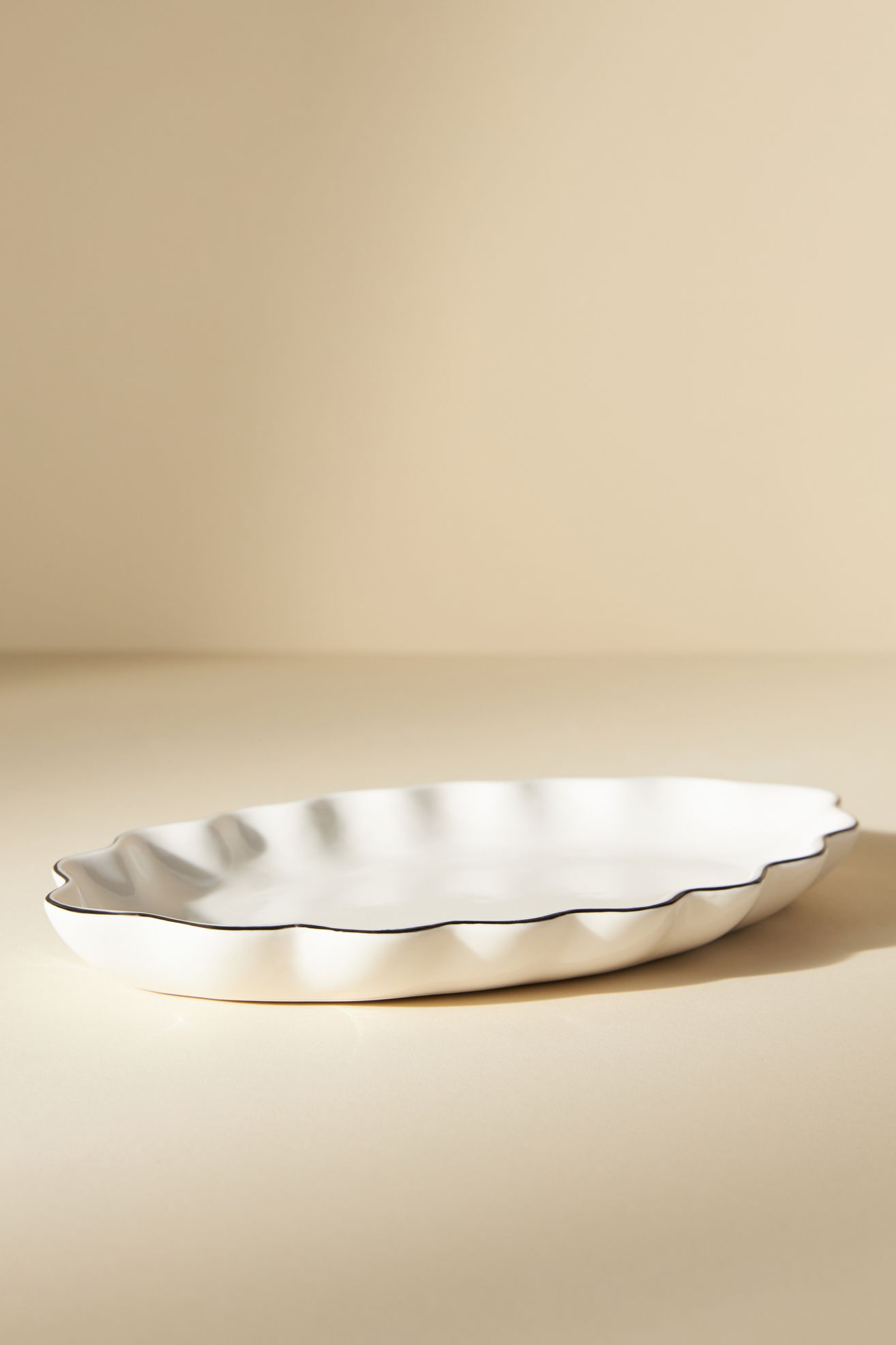 Le Marais Scalloped Tray - Cream + Black Trim, One Size