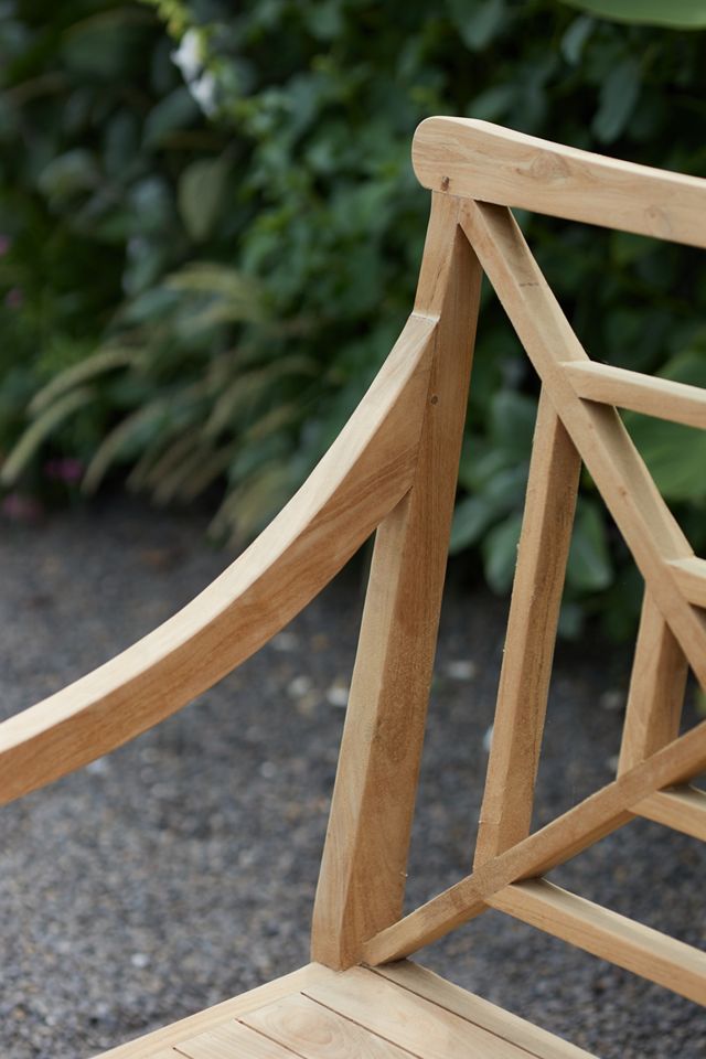 Garden Teak Fretwork Two-Seat Bench, Golden Finish #4