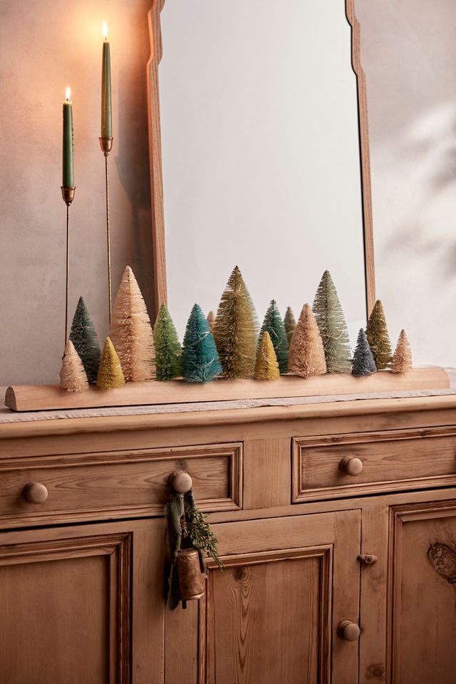 Pre-Lit Brush Trees on Wood Base #1