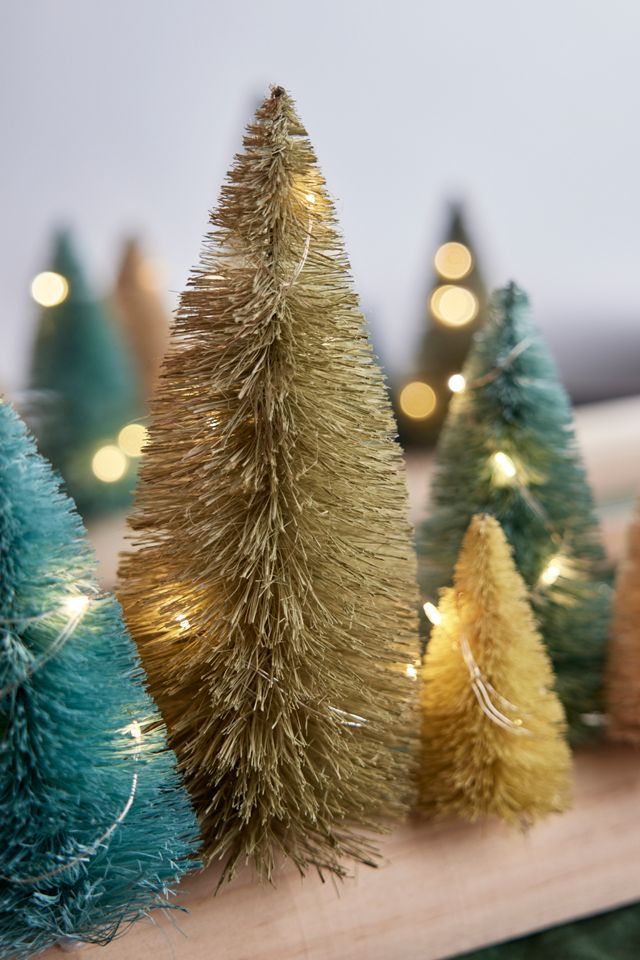 Pre-Lit Brush Trees on Wood Base #2
