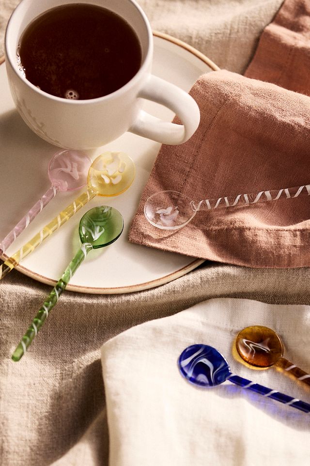 Swirly Glass Spoons, Set of 6 AnthroLiving