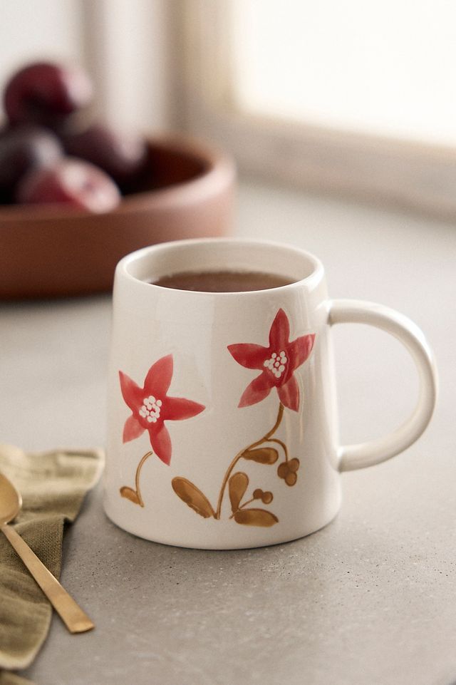 Ceramic Painted Floral Mugs