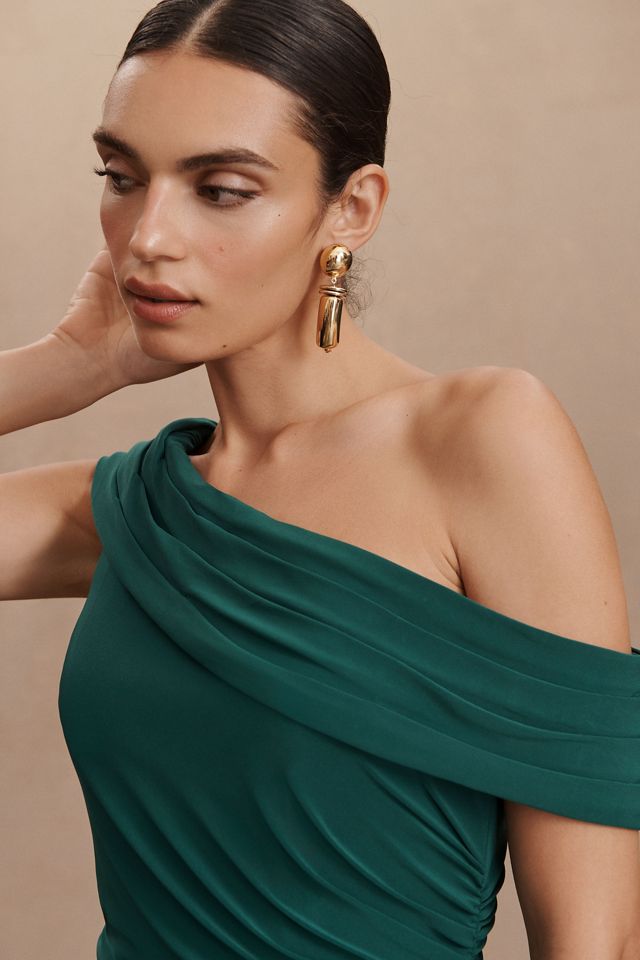 Mac Duggal One-Shoulder Side-Slit Column Gown #1