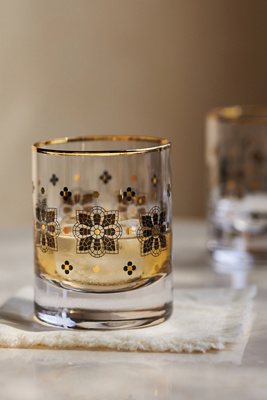 Anthropologie Bistro Tile Old Fashioned Glasses, Set of 4