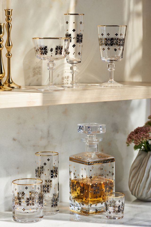 Bistro Tile 24k Gold Accent Old Fashioned Glasses, Set of 4 #3