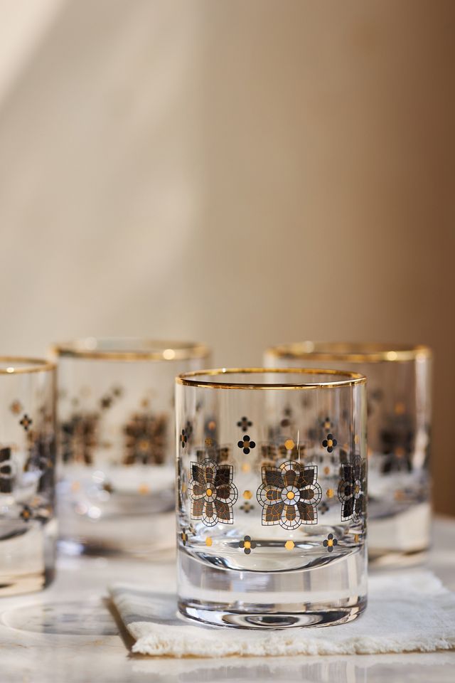 Bistro Tile 24k Gold Accent Old Fashioned Glasses, Set of 4 #1