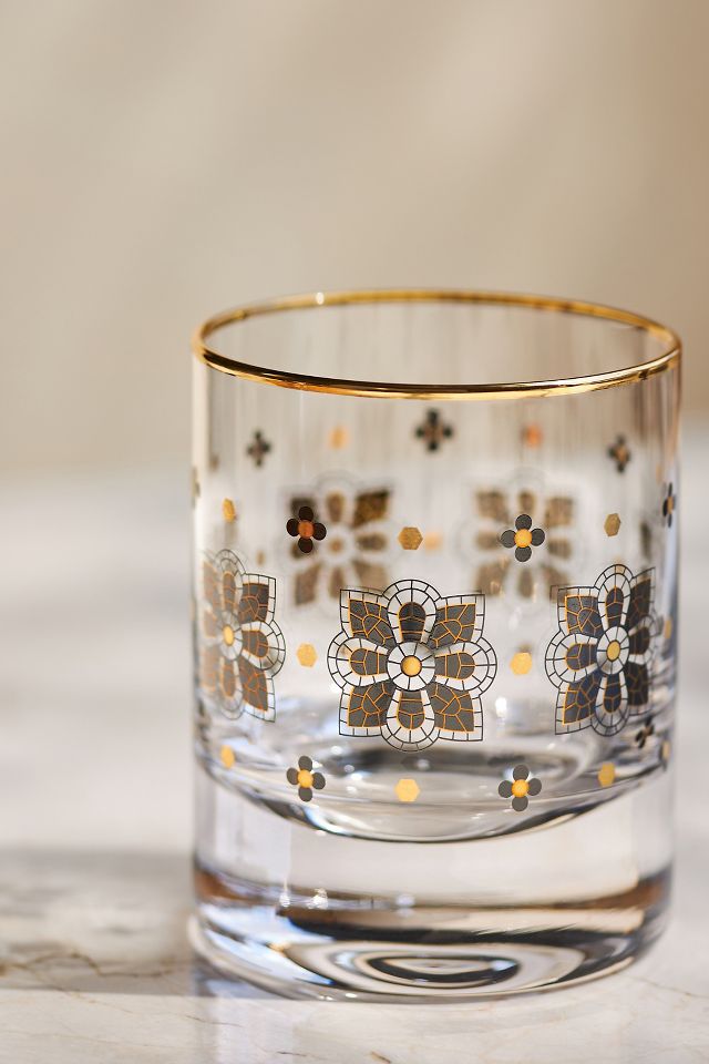 Bistro Tile 24k Gold Accent Old Fashioned Glasses, Set of 4 #2