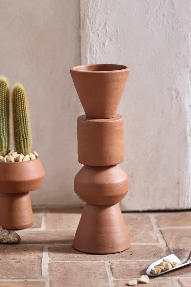 Tall Geo Terracotta Planter #3