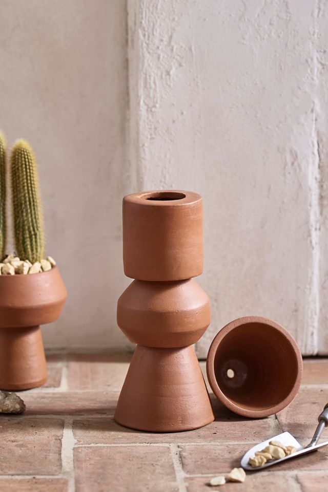 Tall Geo Terracotta Planter #4