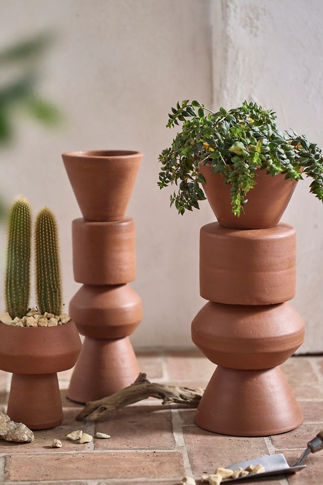 Tall Geo Terracotta Planter #5
