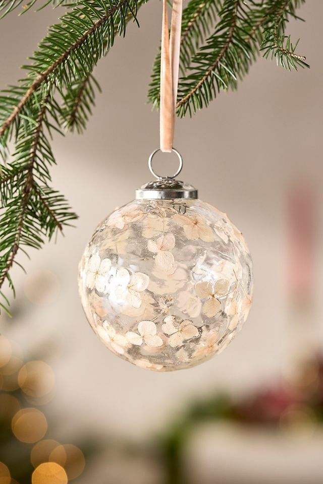 Pink Florals Glass Globe Ornament | AnthroLiving