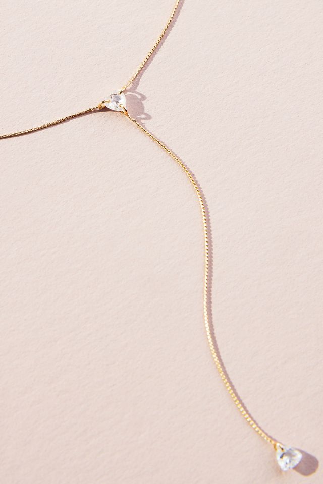 Collier lariat plaqué or et cristaux #3