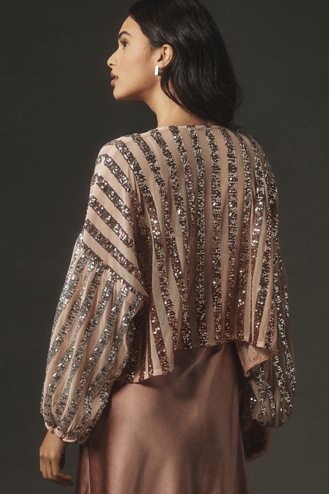 By Anthropologie Sequin Stripe Jacket #1