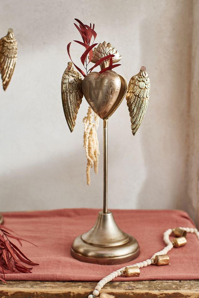 Gilded Winged Heart Locket on Stand | Terrain
