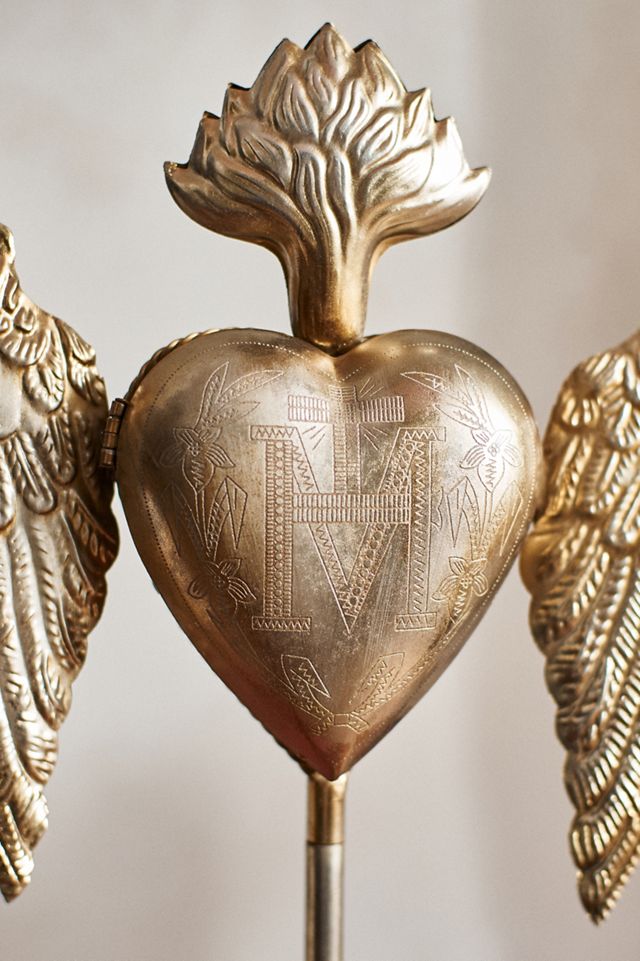 Gilded Winged Heart Locket on Stand | Terrain