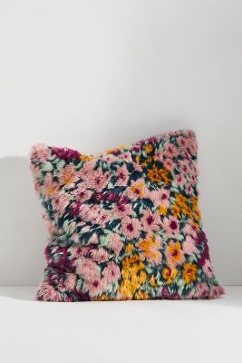 Faux Fur Floral Pillow