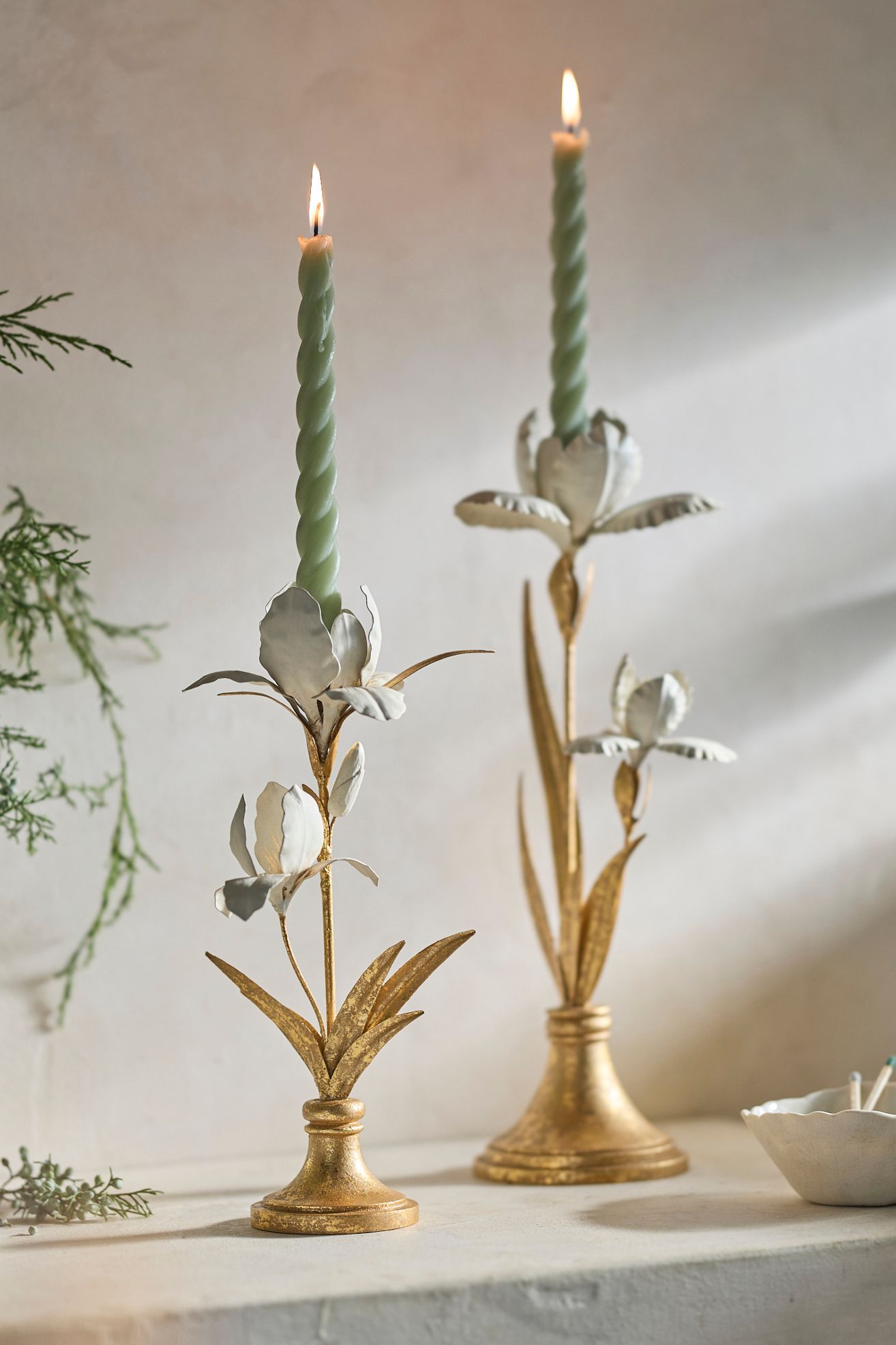 Iris Taper Candle Holder - Gold, Standard, 10"
