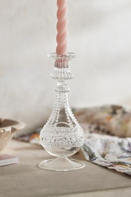 Bead + Ridge Glass Candle Stick