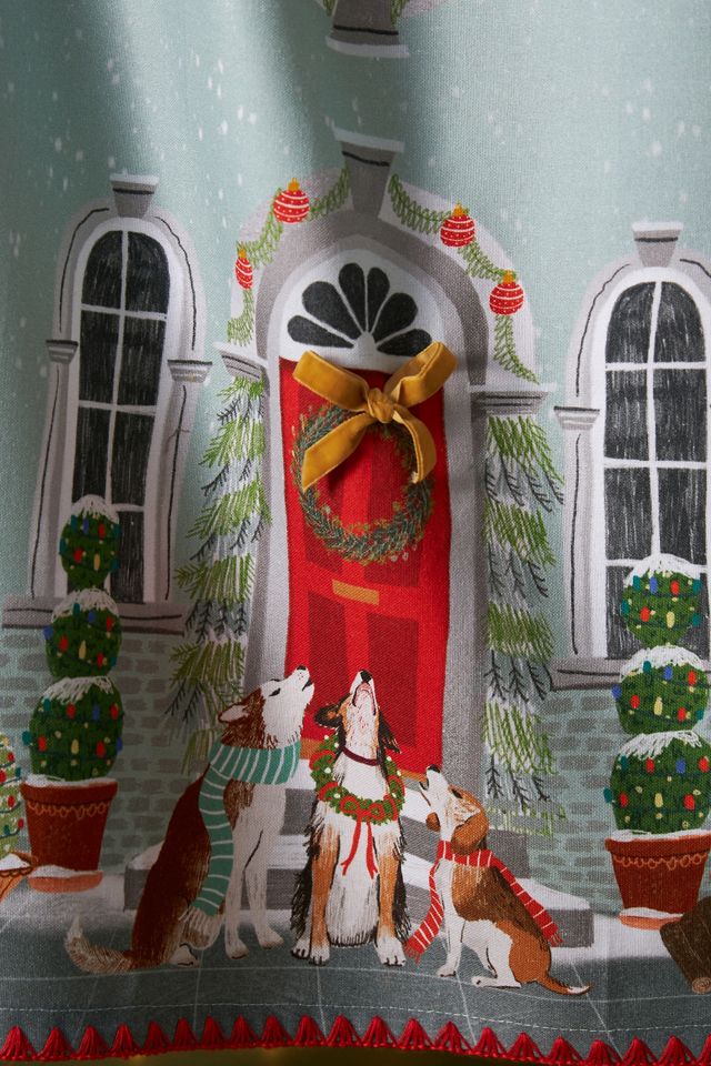 Dog Carolers Dish Towel #1