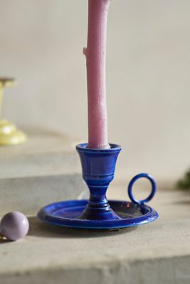 Colorful Enamel Candlestick Holder with Handle