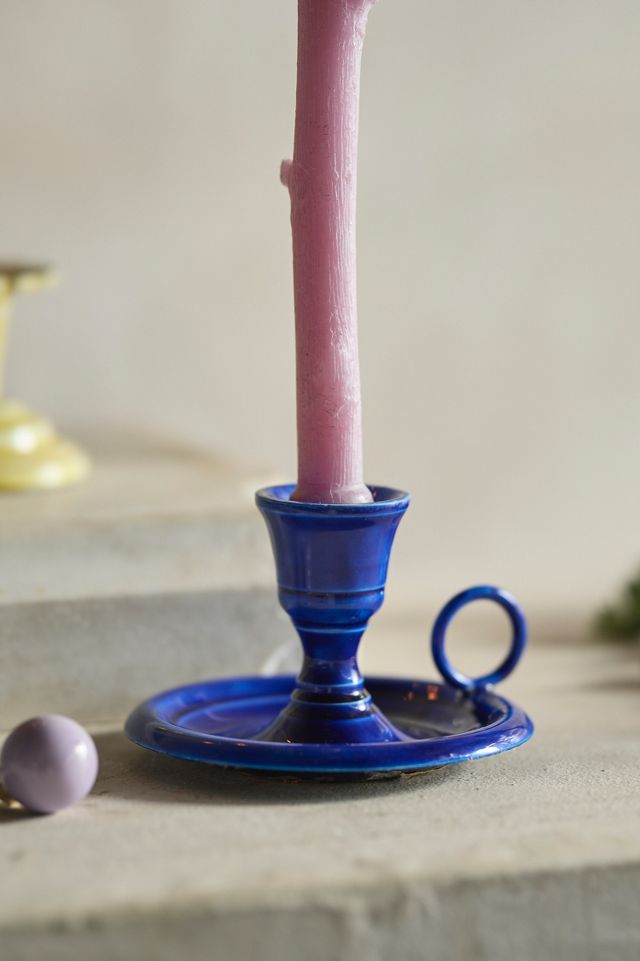 Colorful Enamel Candlestick Holder with Handle