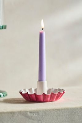 Ruffle Two-Tone Taper Candle Holder
