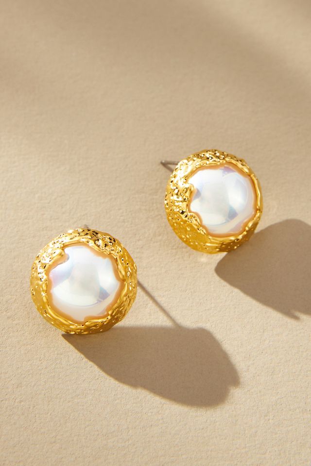 Ashton Gold Pearl Stud Earrings