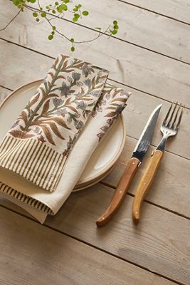 Sprig + Stripe Cotton Napkins, Set of 4