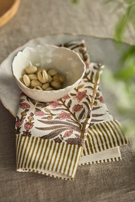 Sprig + Stripe Cotton Napkins, Set of 4