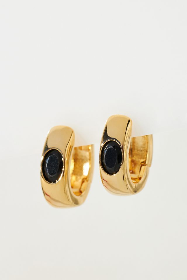 Stone Inset Huggie Earrings #2