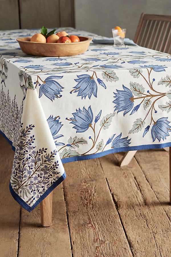 Terrain Flora Cotton Tablecloth In Blue