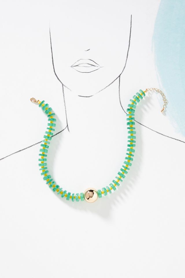 Chunky Beaded Pendant Necklace #3