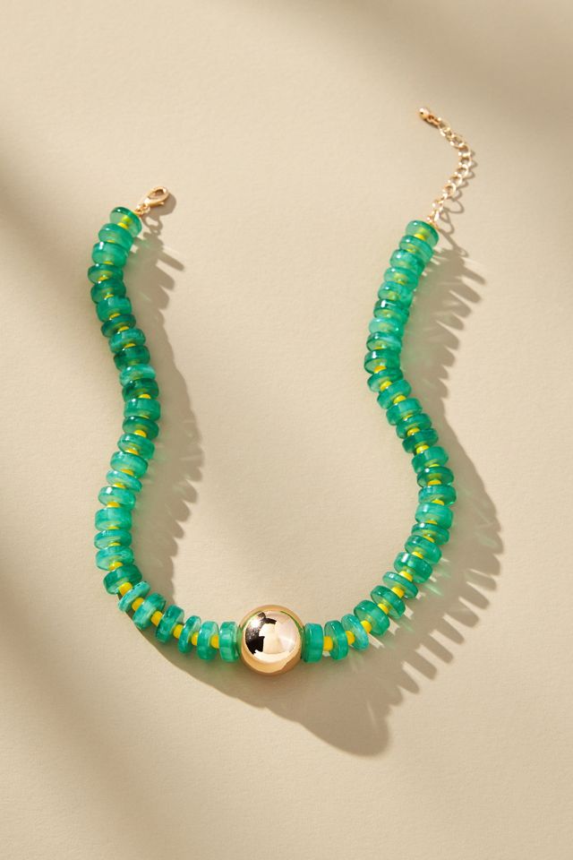 Chunky Beaded Pendant Necklace #1
