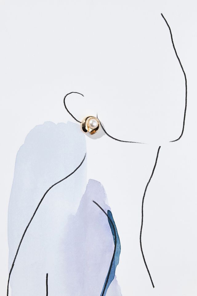 Shell-Shaped Pearl Post Earrings #3