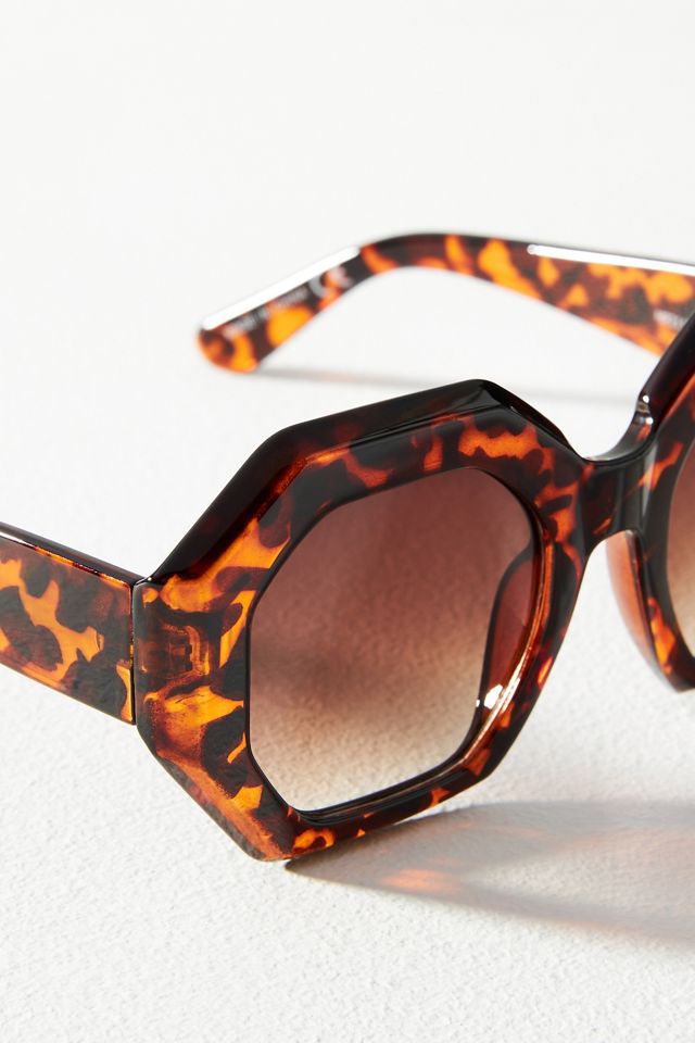 Chunky Geometric Tortoiseshell Sunglasses | Anthropologie display picture 1