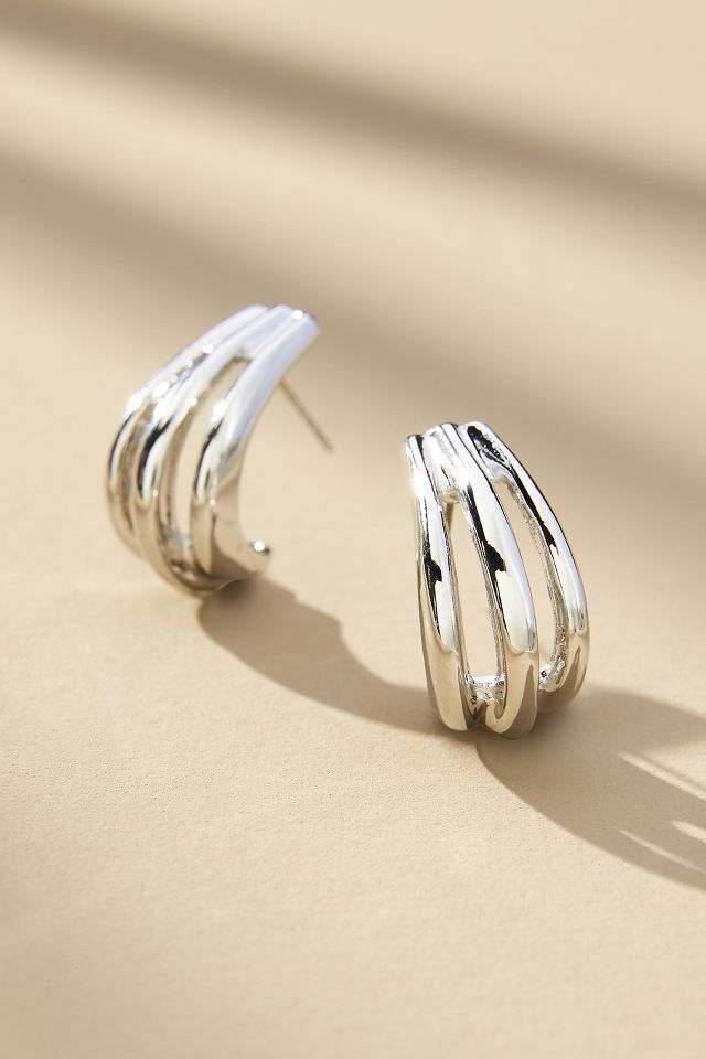 Ribbed Curve Drop Earrings Anthropologie UK