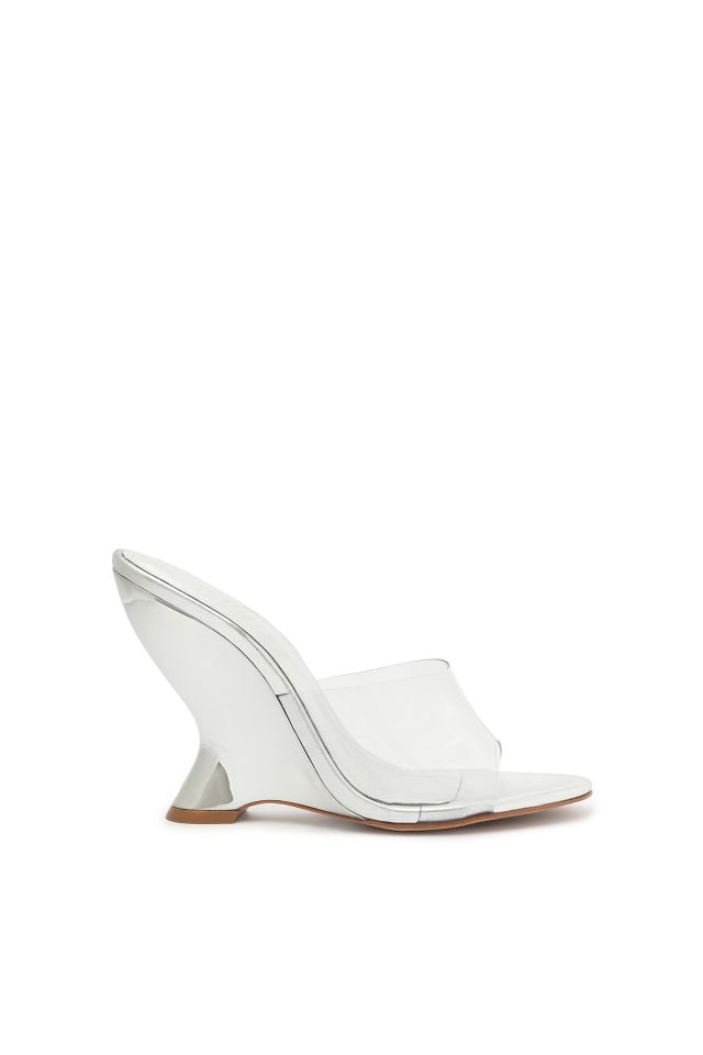 White vinyl outlet heels