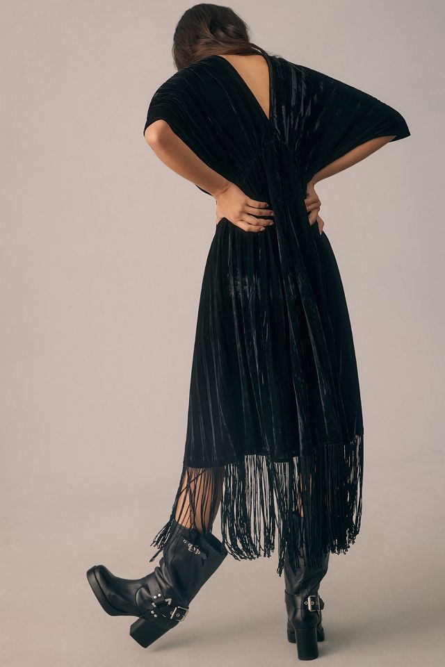 By Anthropologie Short-Sleeve Pleated Velvet Cardigan Top #2