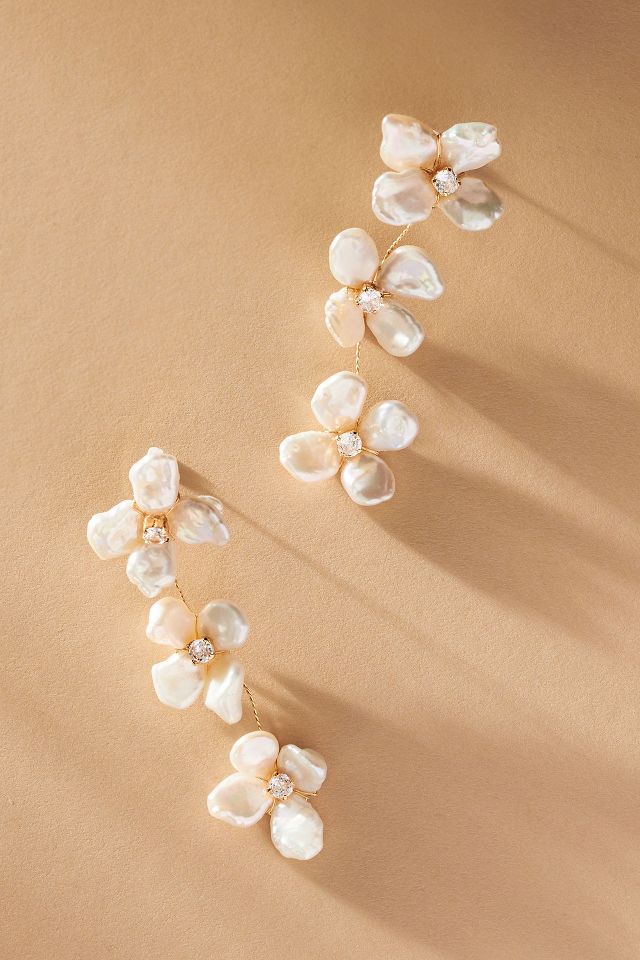 Pearl deals floral earrings