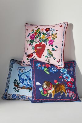 Nathalie Lete for Anthropologie Embroidered Square Cotton Cushion