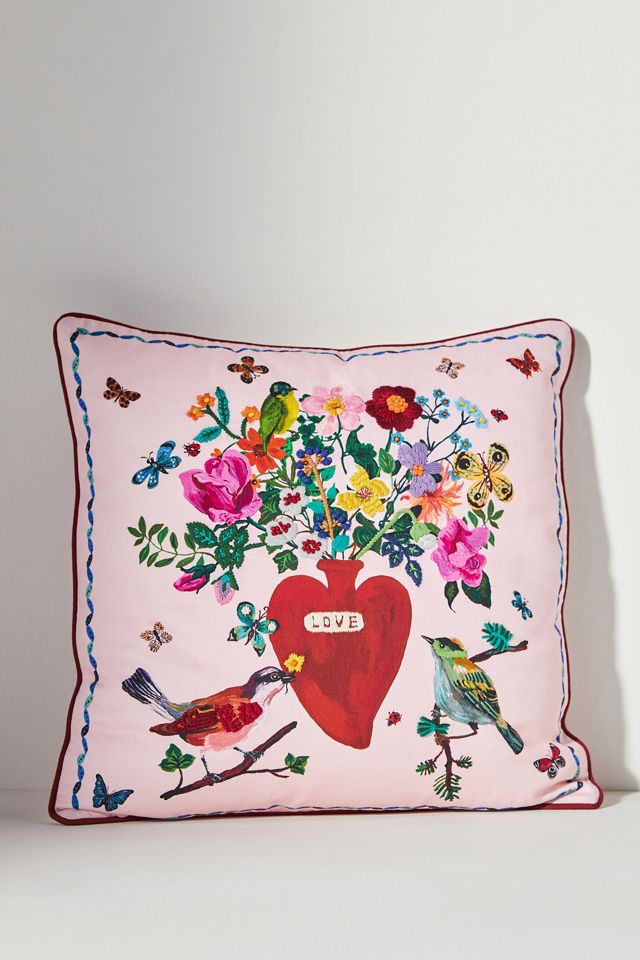 Nathalie Lete Hand-Embroidered Woodpecker Pillow — Pittsburgh Mercantile