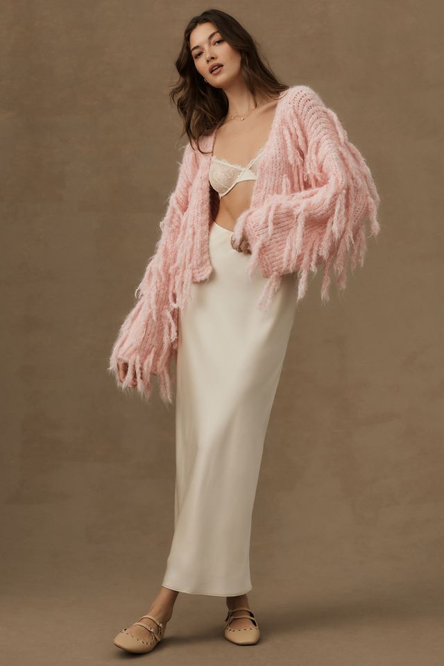 By Anthropologie Knit Fringe Cardigan Sweater #2