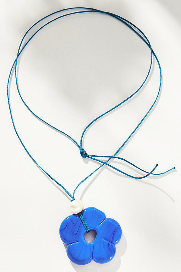 Shop Frasier Sterling Floral Pendant Necklace In Blue